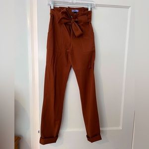 Rust colored cinch waist pants